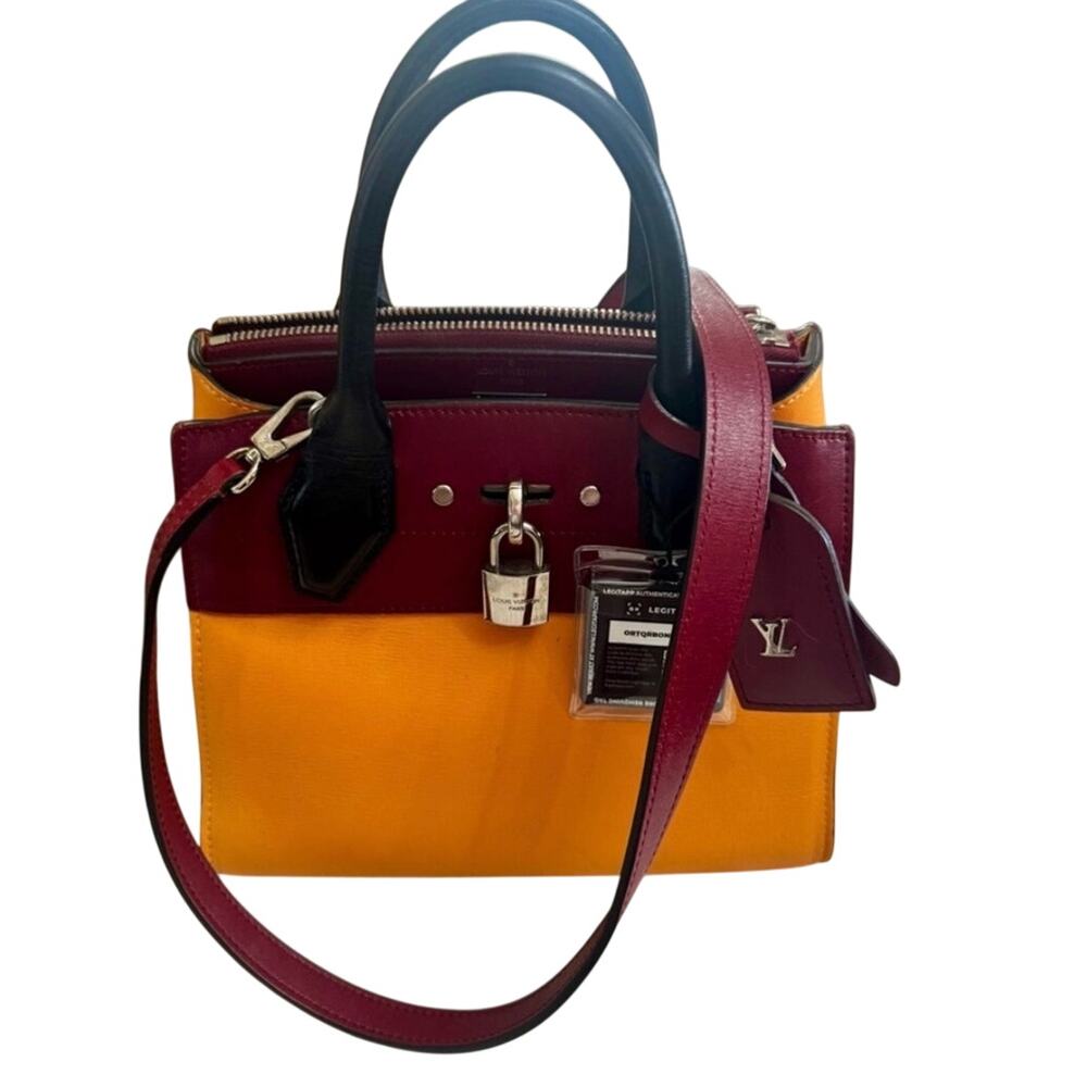 LOUIS VUITTON City Steamer MINI shoulder Handbag leather Orange EUC M42438 - Picture 2 of 16